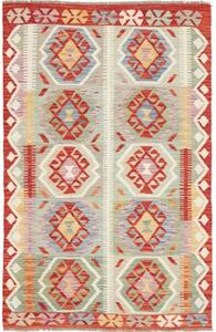 Tappeto Kilim Stilizzato Rosso Azzurro 97x153 Cm