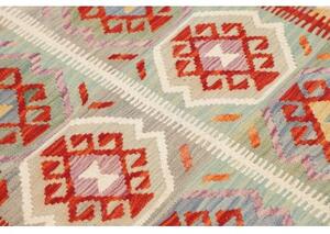 Tappeto Kilim Stilizzato Rosso Azzurro 97x153 Cm
