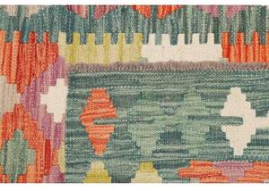 Tappeto Kilim Geometrico Verde Petrolio Arancione 94x156 Cm