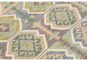 Tappeto Kilim Geometrico Beige Verde Salvia 100x139 Cm