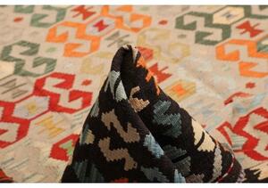 Tappeto Kilim Stilizzato Beige Marrone Scuro 259x342 Cm