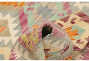 Tappeto Kilim Stilizzato Celeste Multicolore 99x200 Cm