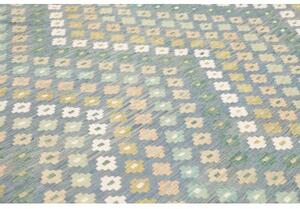 Tappeto Kilim Geometrico Blu Azzurro Avorio 207x294 Cm
