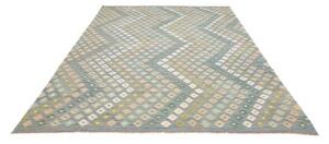 Tappeto Kilim Geometrico Blu Azzurro Avorio 207x294 Cm