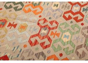 Tappeto Kilim Stilizzato Beige Marrone Scuro 259x342 Cm