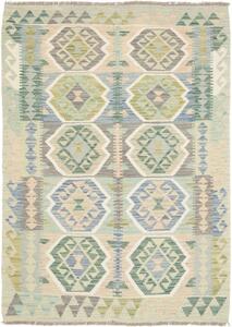 Tappeto Kilim Geometrico Beige Verde Salvia 100x139 Cm