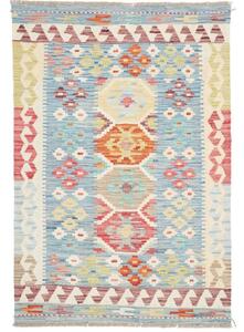 Tappeto Kilim Geometrico Azzurro Avorio 100x147 Cm