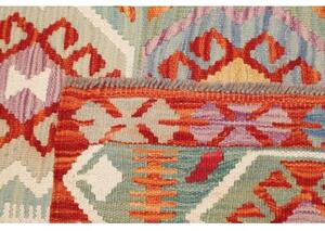 Tappeto Kilim Stilizzato Rosso Azzurro 97x153 Cm