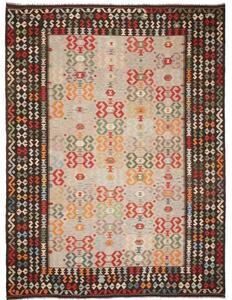 Tappeto Kilim Stilizzato Beige Marrone Scuro 259x342 Cm