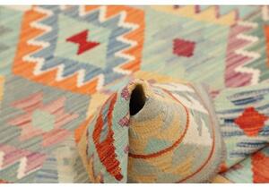Tappeto Kilim Geometrico Azzurro Arancione 123x179 Cm