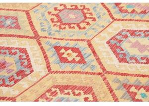Tappeto Kilim Stilizzato Beige Rosso 155x193 Cm