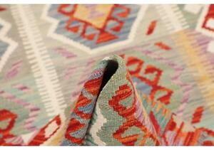 Tappeto Kilim Stilizzato Rosso Azzurro 97x153 Cm
