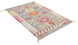 Tappeto Kilim Geometrico Azzurro Avorio 100x147 Cm
