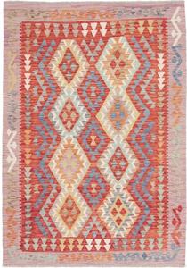 Tappeto Kilim Geometrico Rosso Multicolore 124x177 Cm