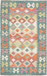 Tappeto Kilim Geometrico Verde Petrolio Arancione 94x156 Cm