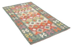 Tappeto Kilim Geometrico Verde Petrolio Arancione 94x156 Cm