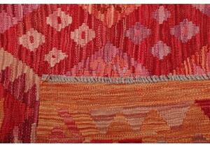 Tappeto Kilim Geometrico Rosso Arancione Quadrato 247x286 Cm