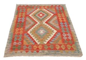 Tappeto Kilim Geometrico Rosso Beige 99x152 Cm