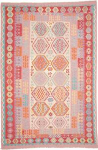 Tappeto Kilim Stilizzato Rosa Rosso 201x303 Cm