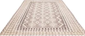 Tappeto Kilim Geometrico Grigio Tortora Avorio 205x294 Cm
