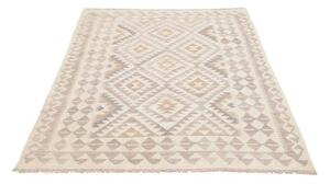 Tappeto Kilim Geometrico Avorio Grigio 127x172 Cm