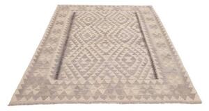 Tappeto Kilim Geometrico Beige Grigio 152x201 Cm