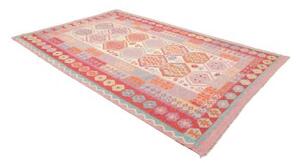 Tappeto Kilim Stilizzato Rosa Rosso 201x303 Cm