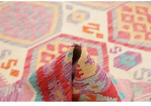 Tappeto Kilim Stilizzato Rosa Rosso 201x303 Cm