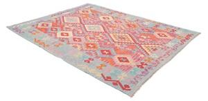 Tappeto Kilim Geometrico Rosso Azzurro 192x250 Cm