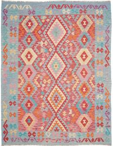 Tappeto Kilim Geometrico Rosso Azzurro 192x250 Cm