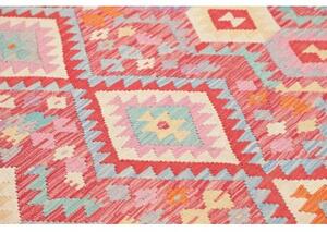 Tappeto Kilim Geometrico Rosso Azzurro 192x250 Cm