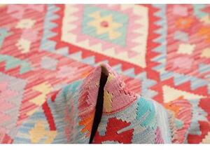 Tappeto Kilim Geometrico Rosso Azzurro 192x250 Cm