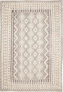 Tappeto Kilim Geometrico Grigio Tortora Avorio 205x294 Cm