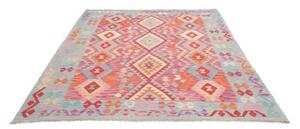 Tappeto Kilim Geometrico Rosso Azzurro 192x250 Cm