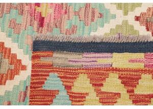 Tappeto Kilim Geometrico Arancione Azzurro 102x207 Cm