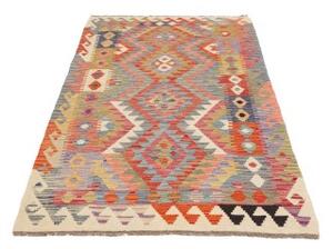 Tappeto Kilim Geometrico Rosso Corallo Azzurro 103x198 Cm