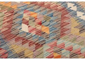 Tappeto Kilim Geometrico Rosso Mattone Blu Corsia 82x246 Cm
