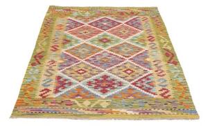 Tappeto Kilim Geometrico Verde Oliva Multicolore 105x151 Cm