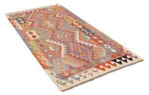 Tappeto Kilim Geometrico Rosso Corallo Azzurro 103x198 Cm