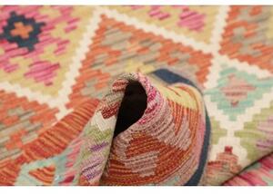 Tappeto Kilim Geometrico Arancione Azzurro 102x207 Cm