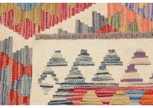 Tappeto Kilim Geometrico Rosso Corallo Azzurro 103x198 Cm