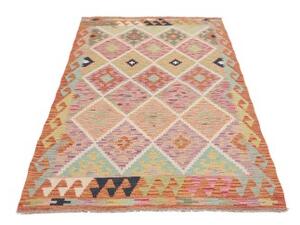 Tappeto Kilim Geometrico Arancione Multicolore 105x204 Cm