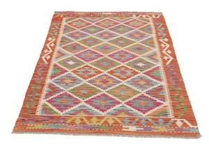 Tappeto Kilim Geometrico Rosso Mattone Multicolore 100x174 Cm