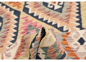 Tappeto Kilim Geometrico Avorio Blu Scuro 100x189 Cm