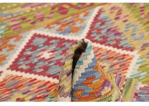 Tappeto Kilim Geometrico Verde Oliva Multicolore 105x151 Cm