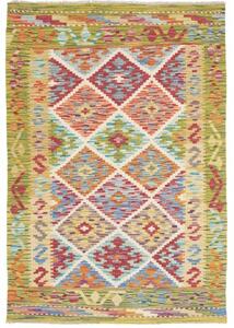 Tappeto Kilim Geometrico Verde Oliva Multicolore 105x151 Cm