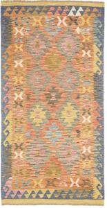 Tappeto Kilim Geometrico Mattone Ocra 100x193 Cm