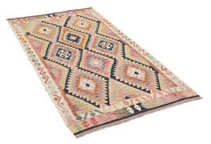 Tappeto Kilim Geometrico Avorio Blu Scuro 100x189 Cm