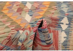 Tappeto Kilim Geometrico Rosso Mattone Blu Corsia 82x246 Cm
