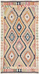 Tappeto Kilim Geometrico Avorio Blu Scuro 100x189 Cm
